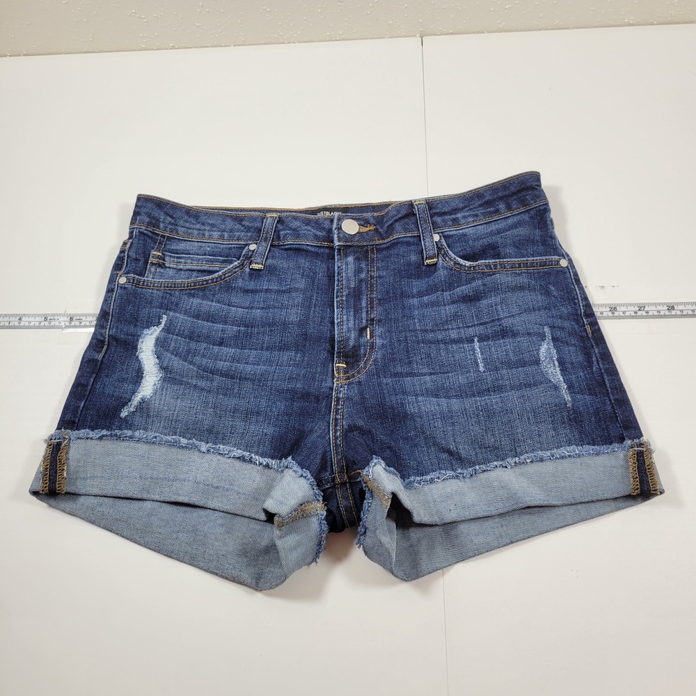 Just Black Denim Shorts Womens 29 Blue‎ Excellent Distressed Cuffed SF32H-3